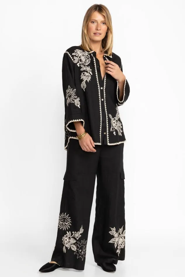 Women ADDISON KIMONO SLEEVE SHIRT Black Johnny Was Tops Women ADDISON KIMONO SLEEVE SHIRT Black Johnny Was Tops