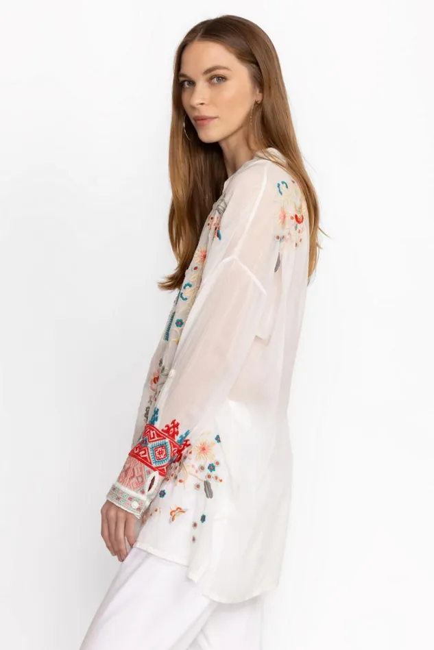 Women ADRINA TUNIC White Johnny Was Tops Women ADRINA TUNIC White Johnny Was Tops