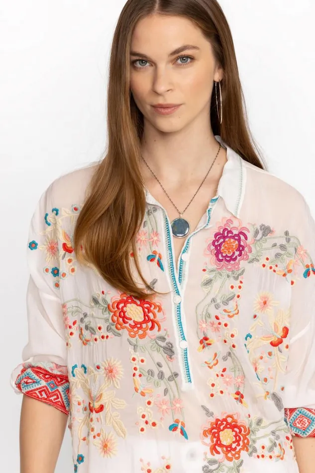 Women ADRINA TUNIC White Johnny Was Tops Women ADRINA TUNIC White Johnny Was Tops