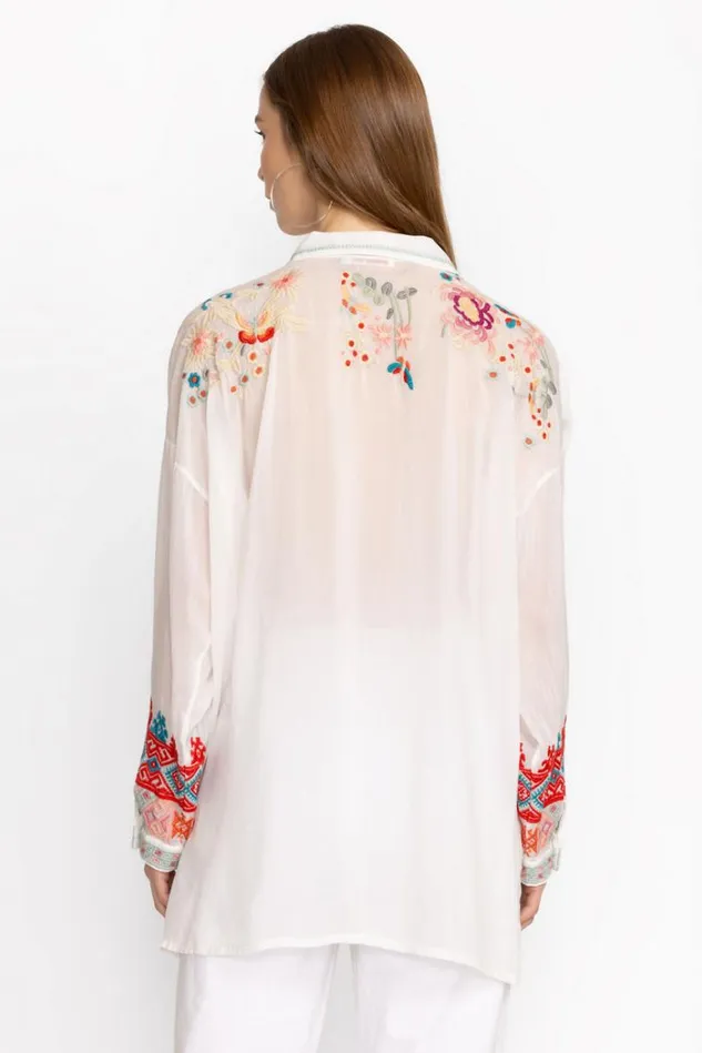 Women ADRINA TUNIC White Johnny Was Tops Women ADRINA TUNIC White Johnny Was Tops