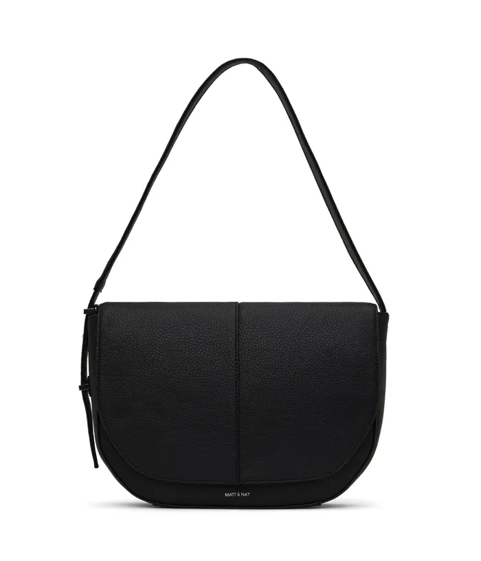 Women Alik Vegan Shoulder Bag 8211 Purity Black Matt and Nat Shoulder Bags