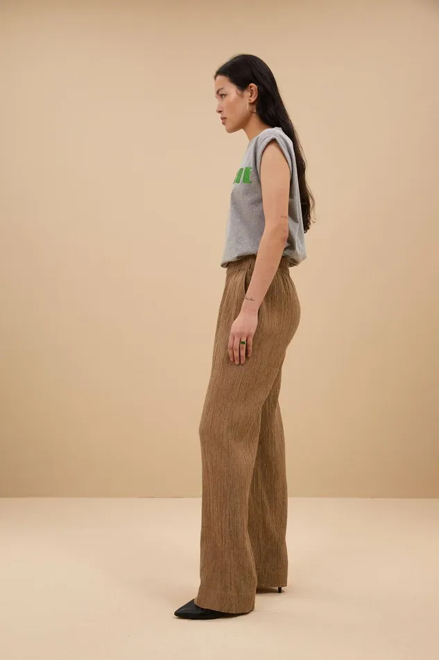 Women Amie Lurex Pants Gold Bybar Trousers Women Amie Lurex Pants Gold Bybar Trousers