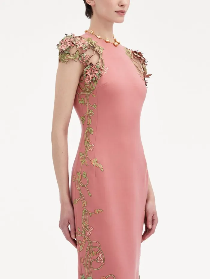 Women Art Nouveau Pencil Dress Rouge Oscar De La Renta Dresses Women Art Nouveau Pencil Dress Rouge Oscar De La Renta Dresses