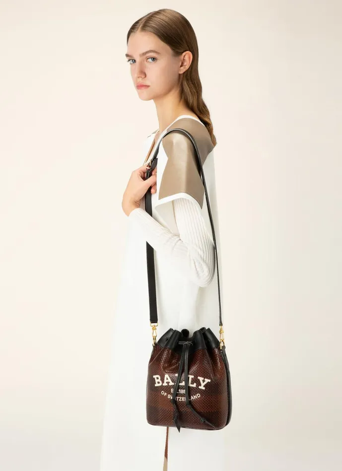 Women Bally Crossbody Bags Cleoh 8211 Leather Bucket Bag In Brown
