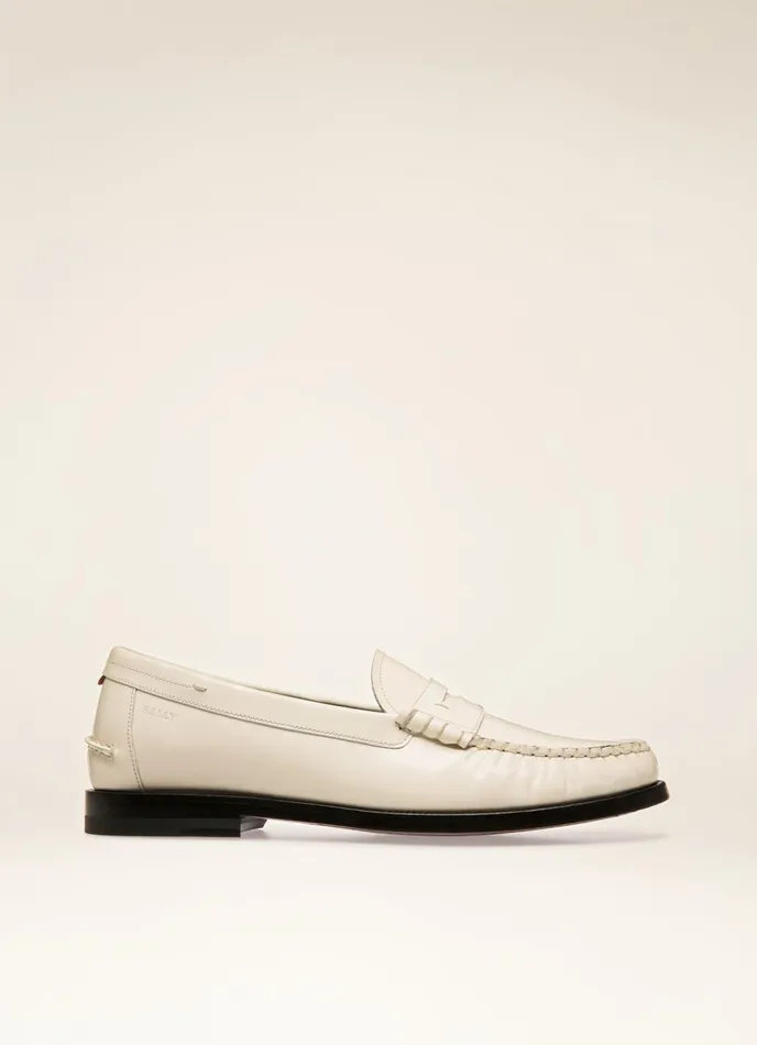 Women Bally Flats and Moccasins Coelo 8211 Leather Moccasins In Bone