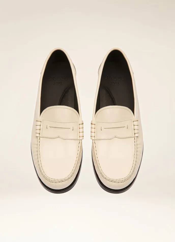 Women Bally Flats and Moccasins Coelo 8211 Leather Moccasins In Bone