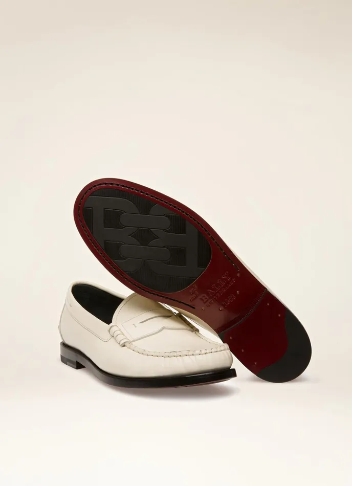 Women Bally Flats and Moccasins Coelo 8211 Leather Moccasins In Bone