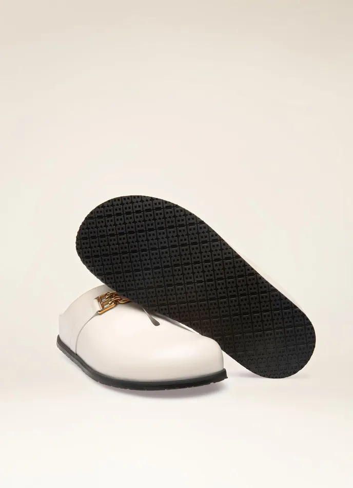 Women Bally Flats and Moccasins Francine 8211 Leather Slippers In Bone