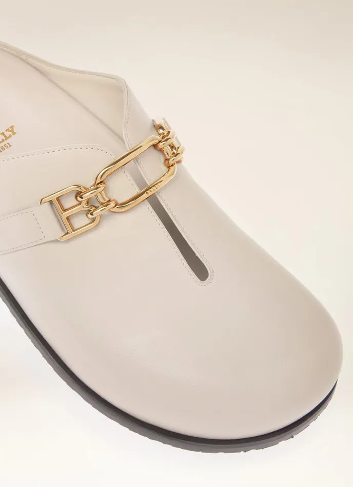 Women Bally Flats and Moccasins Francine 8211 Leather Slippers In Bone
