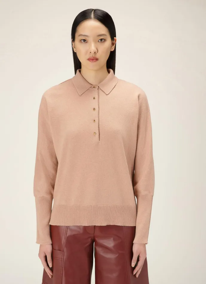 Women Bally Knitwear Cashmere Polo 8211 Cashmere Sweater In Pink