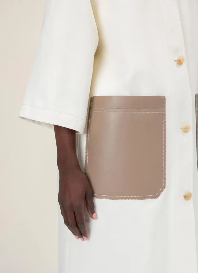 Women Bally Outerwear Leather Pocket Coat 8211 Cotton Coat In Bone