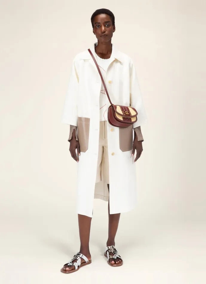 Women Bally Outerwear Leather Pocket Coat 8211 Cotton Coat In Bone