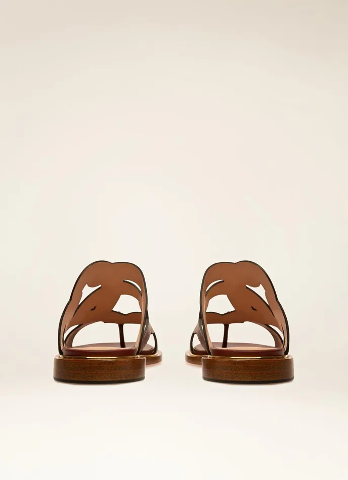 Women Bally Sandals Glada 8211 Leather Flat Sandals In Heritage Red