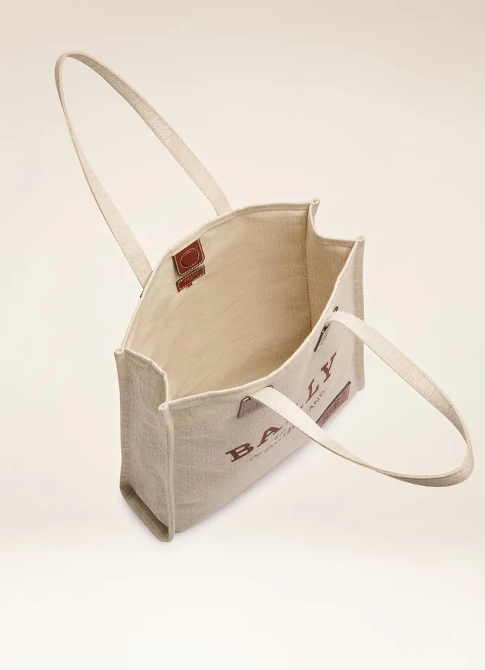 Women Bally Tote Bags Crystalia 8211 Linen Tote In Natural