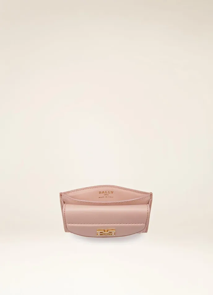 Women Bally Wallets Belky 8211 Leather Card Holder In Blush Pink