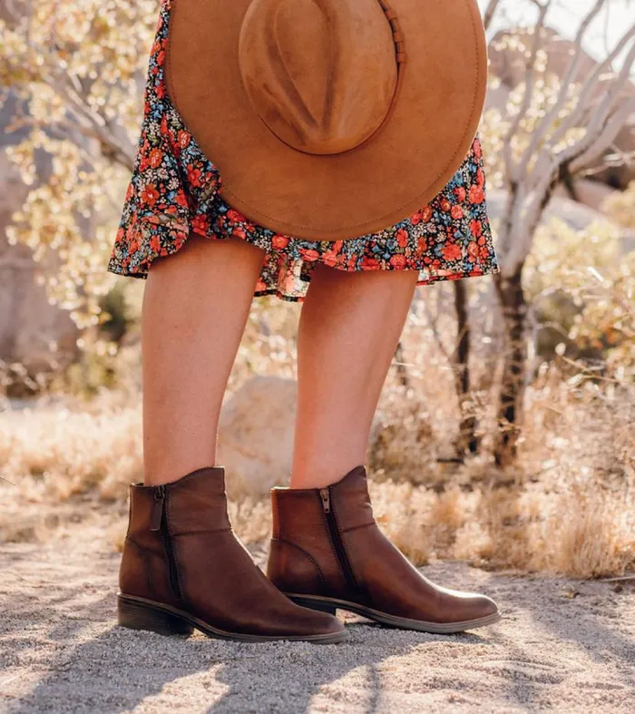 Women Baretraps Booties Alona Block Heel Bootie Cognac Women Baretraps Booties Alona Block Heel Bootie Cognac