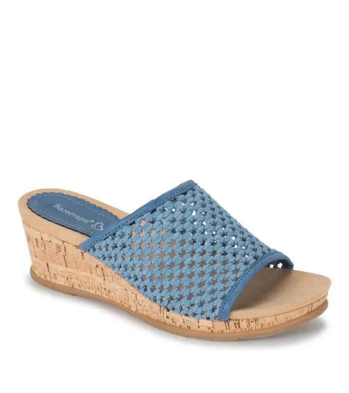 Women Baretraps Slides and Slip On Sandals Flossey Wedge Slide Sandal Light Blue