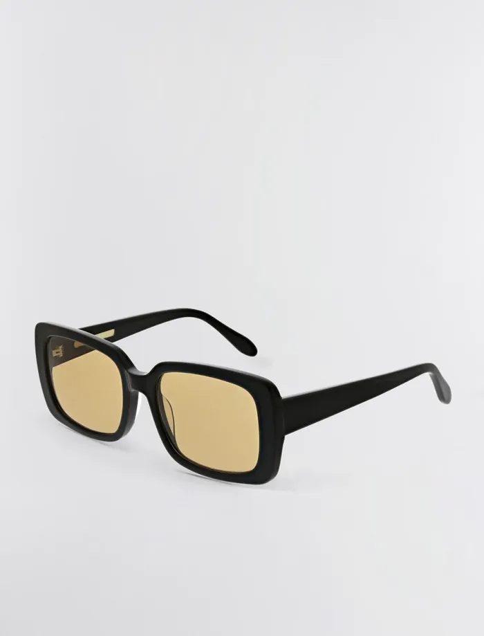 Women BCBG Sunglasses 1982 Rectangle Sunglasses Black Wlight Brown Lens