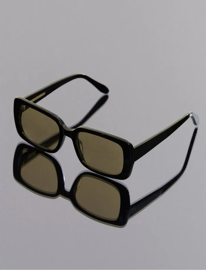 Women BCBG Sunglasses 1982 Rectangle Sunglasses Black Wlight Brown Lens