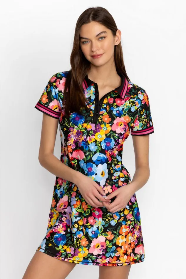 Women BEE ACTIVE POLO TENNIS DRESS Wild Bloom Johnny Was Active