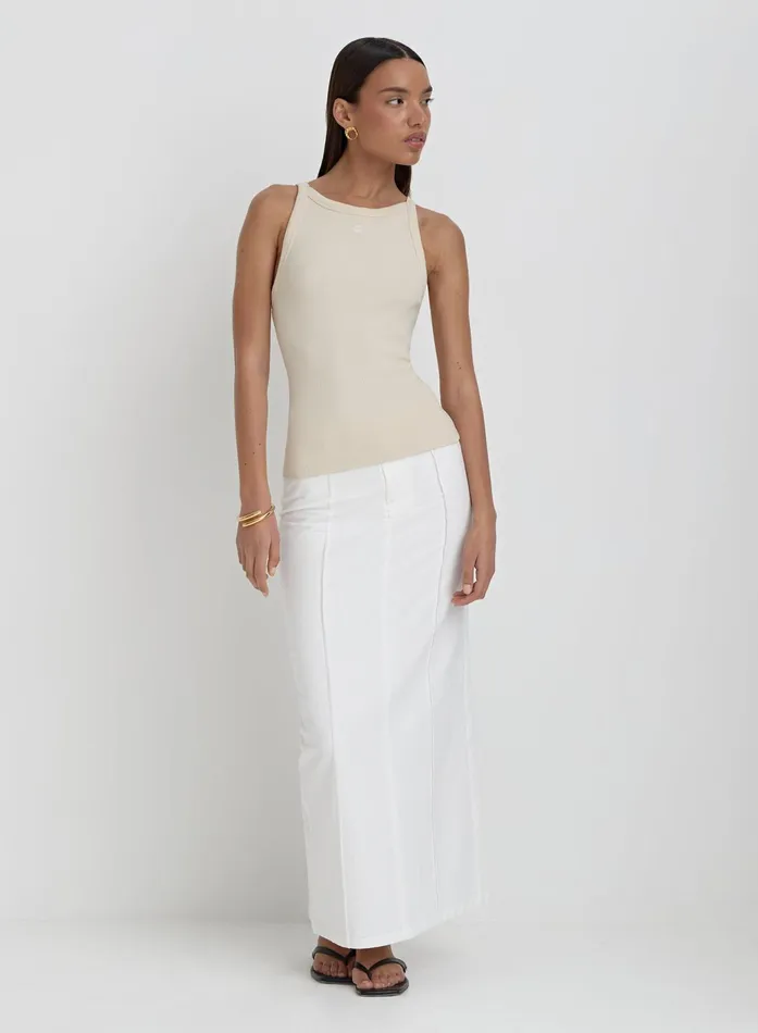 Women Beige Ribbed 4th Racer Vest Rhea 4th and Reckless Tops