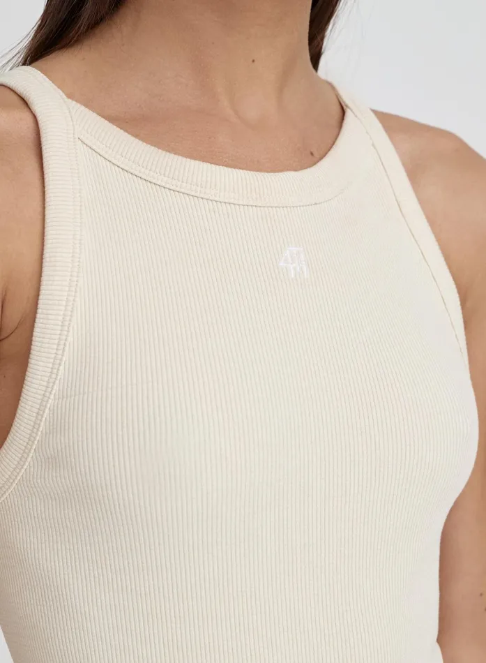 Women Beige Ribbed 4th Racer Vest Rhea 4th and Reckless Tops