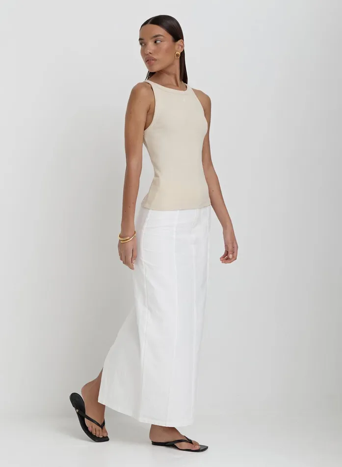 Women Beige Ribbed 4th Racer Vest Rhea 4th and Reckless Tops