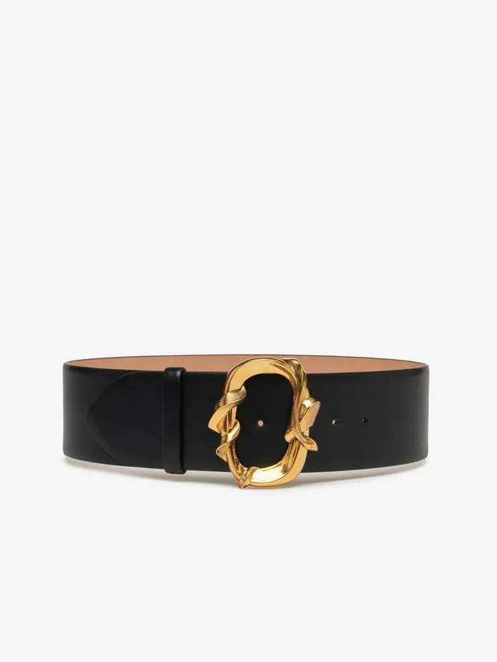 Women Belts Alexander McQueen Snake Waist Belt Black