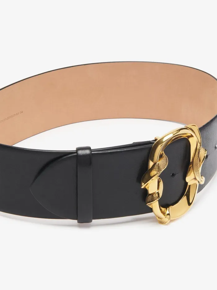Women Belts Alexander McQueen Snake Waist Belt Black