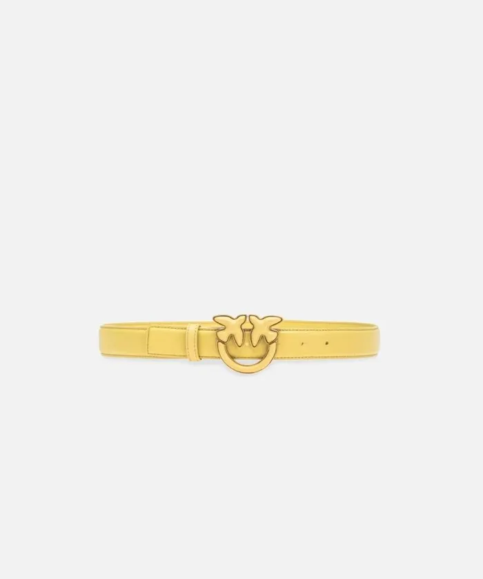 Women Belts Pinko Belt With Leathercovered Buckle 3 Cm Limeantiquegold