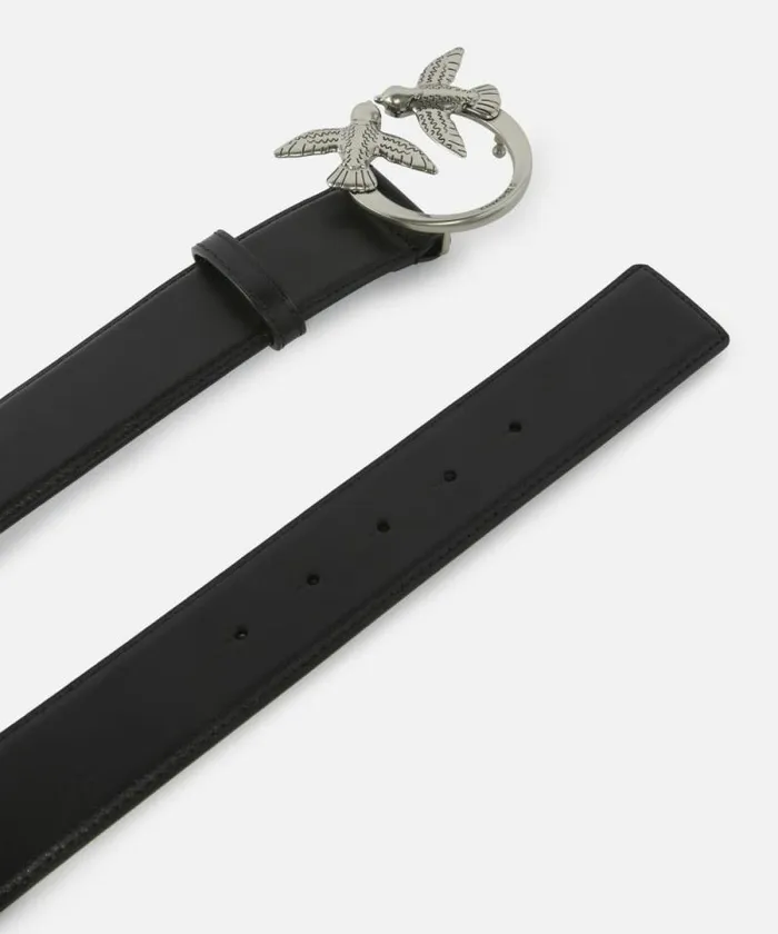 Women Belts Pinko Love Birds High Leather Belt 4cm Blackold Silver Women Belts Pinko Love Birds High Leather Belt 4cm Blackold Silver
