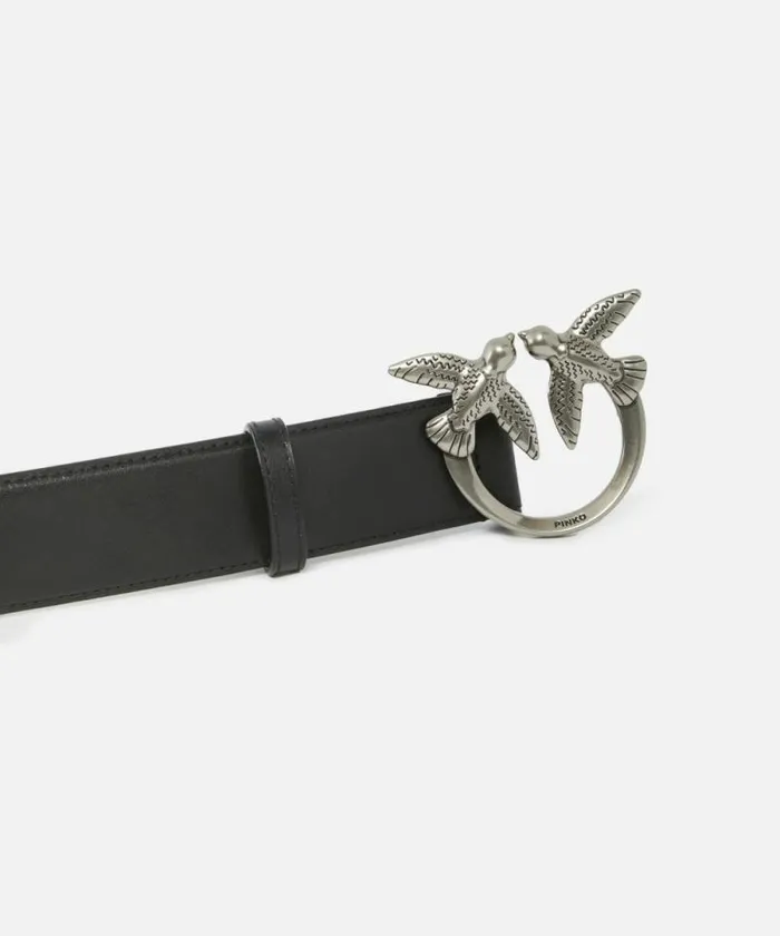 Women Belts Pinko Love Birds High Leather Belt 4cm Blackold Silver Women Belts Pinko Love Birds High Leather Belt 4cm Blackold Silver