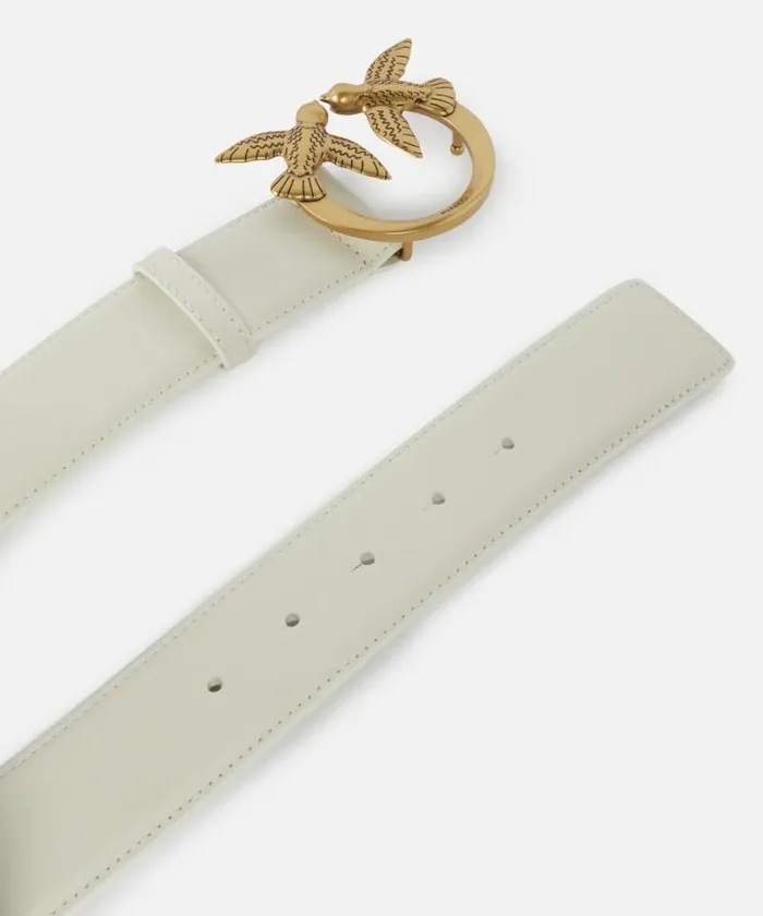 Women Belts Pinko Love Birds High Leather Belt 4cm Whitewhiteantique Gold Women Belts Pinko Love Birds High Leather Belt 4cm Whitewhiteantique Gold