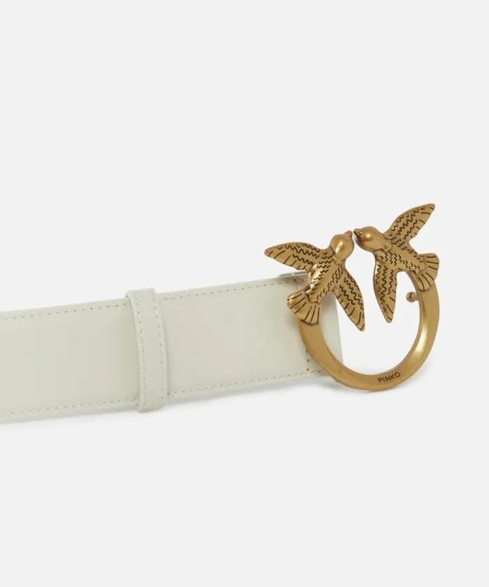 Women Belts Pinko Love Birds High Leather Belt 4cm Whitewhiteantique Gold Women Belts Pinko Love Birds High Leather Belt 4cm Whitewhiteantique Gold