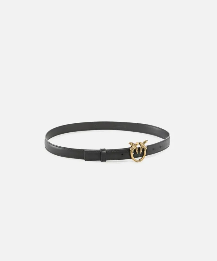 Women Belts Pinko Love Birds Thin Leather Belt 2cm Blackantique Gold Women Belts Pinko Love Birds Thin Leather Belt 2cm Blackantique Gold