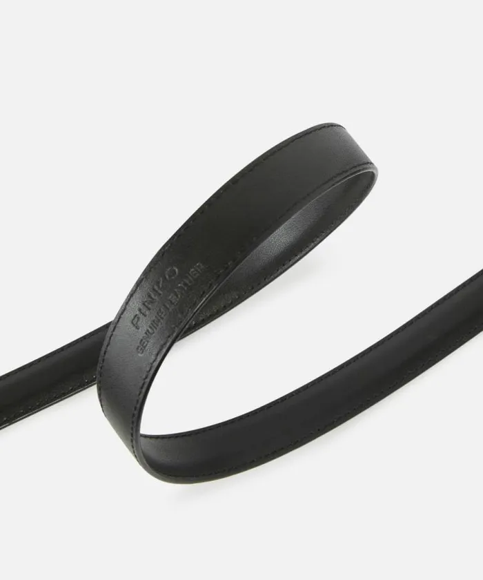 Women Belts Pinko Love Birds Thin Leather Belt 2cm Blackantique Gold Women Belts Pinko Love Birds Thin Leather Belt 2cm Blackantique Gold