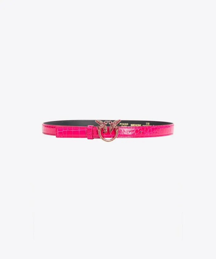 Women Belts Pinko PINKO Galleria Thin 2cm Shiny Coloured Crocprint Belt With Love Birds Buckle Pinko Pinklightgold Women Belts Pinko PINKO Galleria Thin 2cm Shiny Coloured Crocprint Belt With Love Birds Buckle Pinko Pinklightgold