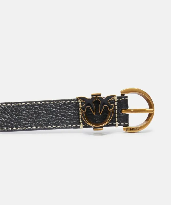 Women Belts Pinko Tumbled Leather Belt With Love Birds Detail 25 Cm Blackantique Gold Women Belts Pinko Tumbled Leather Belt With Love Birds Detail 25 Cm Blackantique Gold