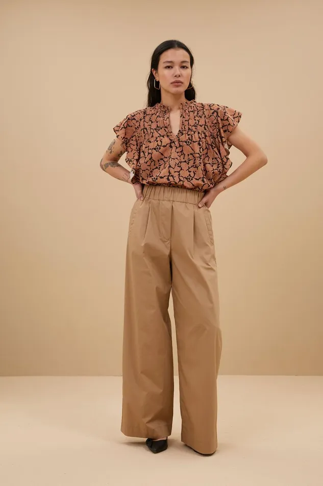 Women Benji Poplin Pants Camel Bybar Trousers