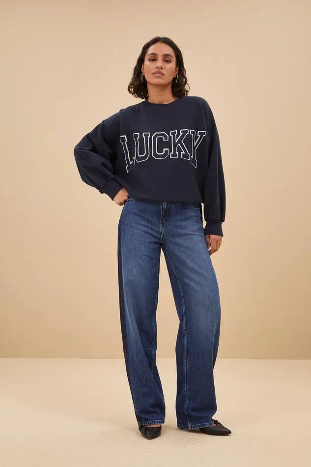 Women Bibi Patchwork Sweater Midnight Bybar Sweaters
