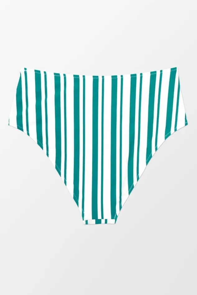 Women Bikini Bottoms Cupshe Aubree Stripe High Waisted Bikini Bottom Green