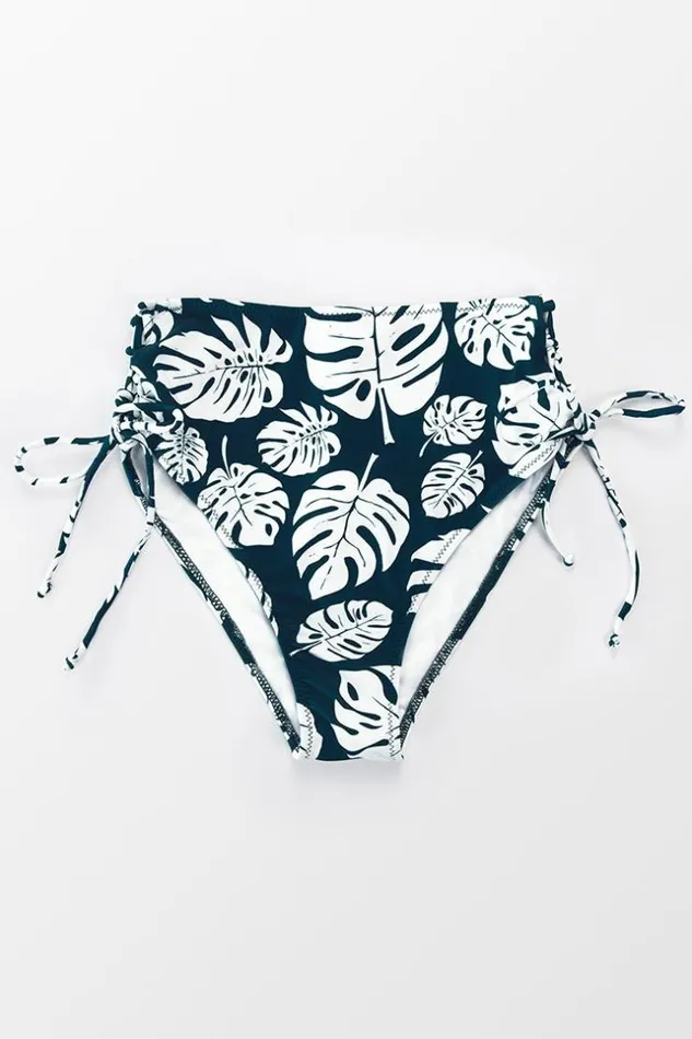 Women Bikini Bottoms Cupshe Cute Leafy High Waisted Bikini Bottom Multicolor