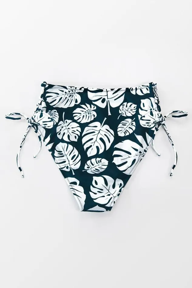 Women Bikini Bottoms Cupshe Cute Leafy High Waisted Bikini Bottom Multicolor