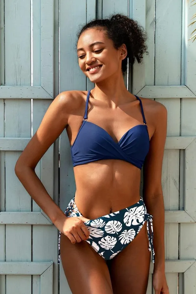 Women Bikini Bottoms Cupshe Cute Leafy High Waisted Bikini Bottom Multicolor