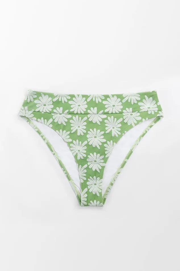 Women Bikini Bottoms Cupshe Light Green Floral High Waisted Bikini Bottom Light Green