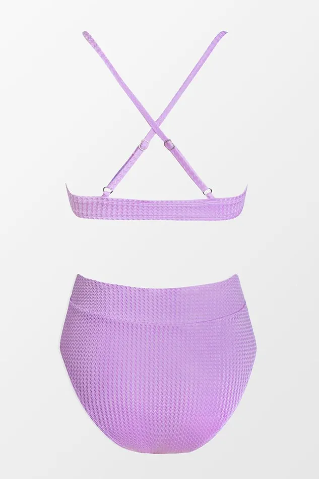 Women Bikini Sets Cupshe Amiya Purple Vneck Criss Cross High Waisted Bikini Purple