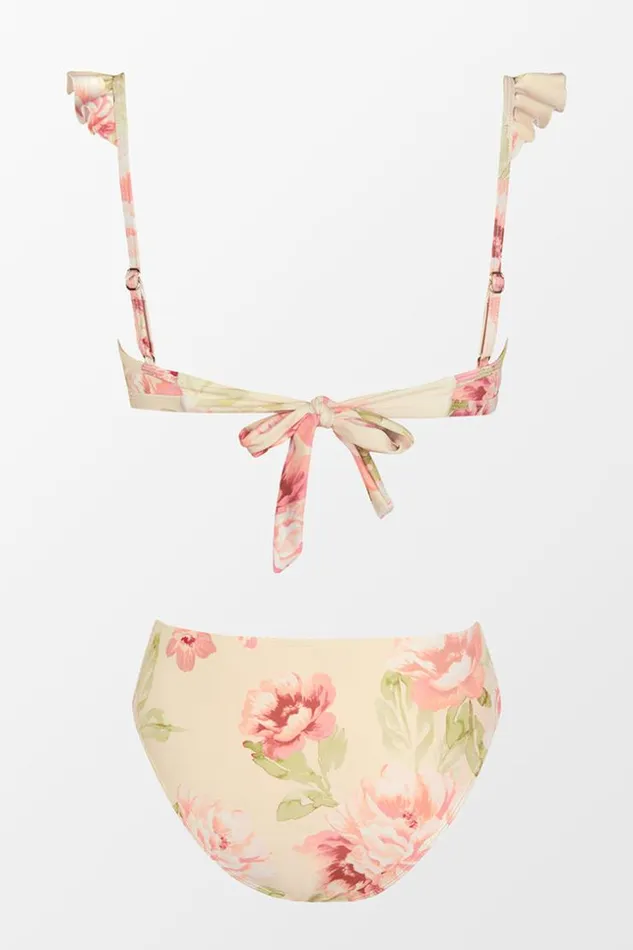 Women Bikini Sets Cupshe Darling Rose Ruffled V Neck Bralette And Classic Hipster Set Multicolor