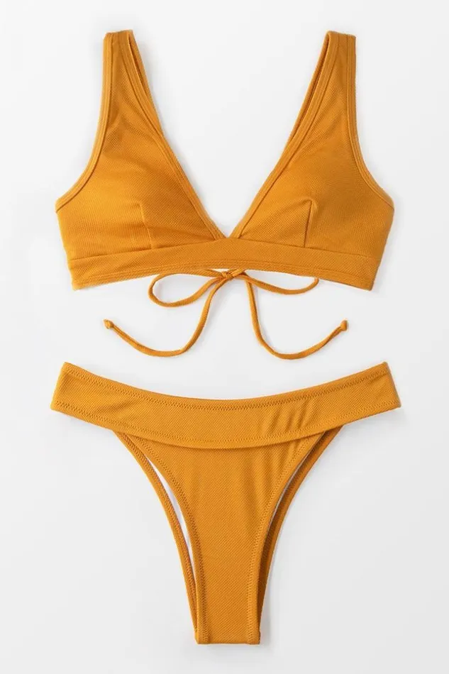 Women Bikini Sets Cupshe Ginger Lace Up Low Rise Bikini Ginger