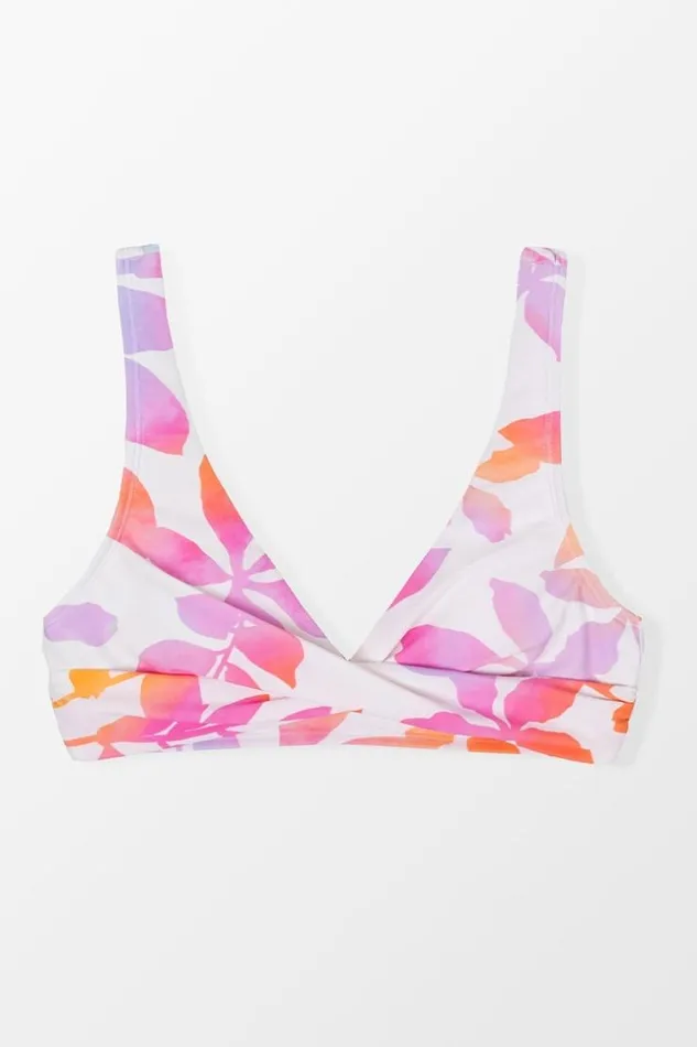 Women Bikini Tops Cupshe Wanderlust Floral Molded Wrap Front Bralette Bikini Top Multicolor