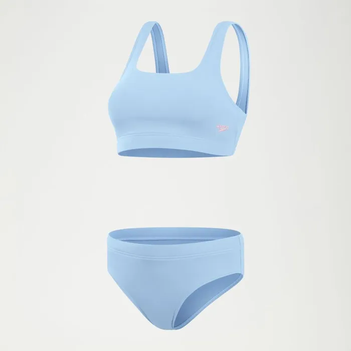 Women Bikinis and Tankinis Speedo Women039s Textured Deep UBack Bikini Blue